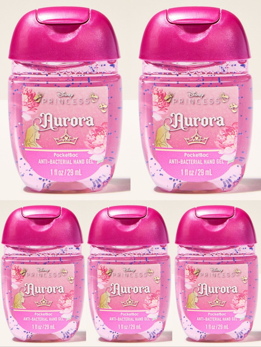 Bath & Body Works Disney Princess Aurora Pink PocketBac Hand Gel Set of 5 NEW